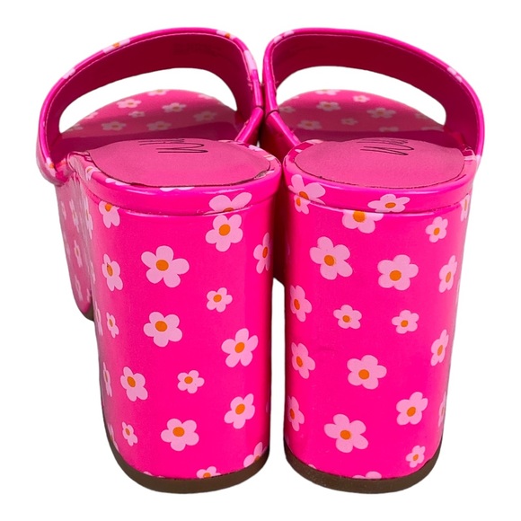 Melborne Platform Sandals Pink Daisy Slip On - Picture 2 of 9